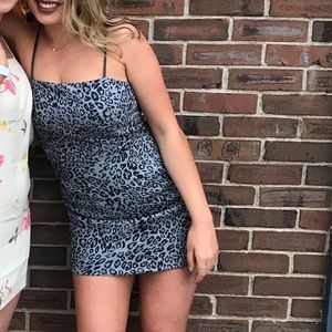 Blue and black suede cheetah dress